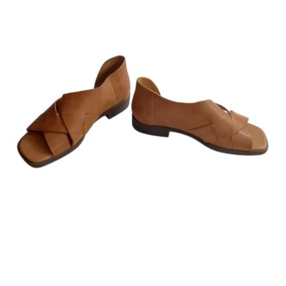 Frye And Co Womens Tulia CrissCross D'Orsay Sandals Tan Vegan Leather 6.5M - Picture 3 of 7